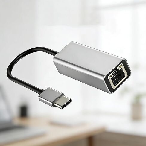 Type-C to Ethernet Adapter, Aluminum Gigabit Network Dongle, RJ45 LAN Wired Internet Converter for MacBook, Laptop, PC, Tablet, Computer with No Ethernet Port - Silve in Saudi Arabia