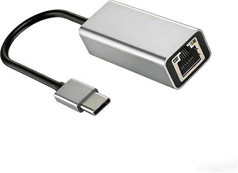 Type-C to Ethernet Adapter, Aluminum Gigabit Network Dongle, RJ45 LAN Wired Internet Converter for MacBook, Laptop, PC, Tablet, Computer with No Ethernet Port - Silve in Saudi Arabia