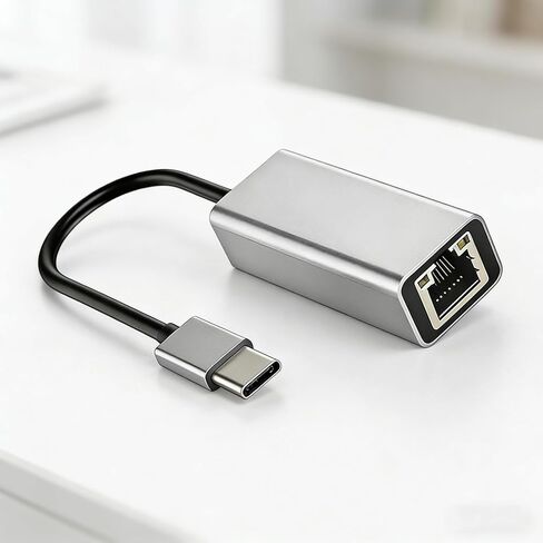 Type-C to Ethernet Adapter, Aluminum Gigabit Network Dongle, RJ45 LAN Wired Internet Converter for MacBook, Laptop, PC, Tablet, Computer with No Ethernet Port - Silve in Saudi Arabia