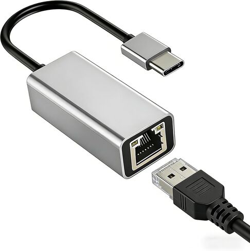 Type-C to Ethernet Adapter, Aluminum Gigabit Network Dongle, RJ45 LAN Wired Internet Converter for MacBook, Laptop, PC, Tablet, Computer with No Ethernet Port - Silve in Saudi Arabia