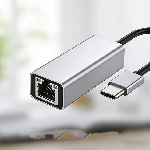 Type-C to Ethernet Adapter, Aluminum Gigabit Network Dongle, RJ45 LAN Wired Internet Converter for MacBook, Laptop, PC, Tablet, Computer with No Ethernet Port - Silve in Saudi Arabia