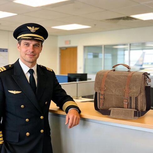 Yarwo Flight Bag for Pilots, Vintage Waxed Canvas Pilot Headset Bag with Accordion File Organizer and 17" Laptop Sleeve for All Flight Gears, Kneeboard, iPad, Logbook, Checklist (Bag Only) in Saudi Arabia