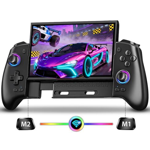 وحدة تحكم التبديل اللاسلكية Fasceote لجهاز Nintendo Switch/OLED/Switch 2، وحدات تحكم احترافية قابلة لإعادة الشحن مع 15 لونًا خفيفًا، تحكم محمول من قطعة واحدة قابل للسحب مع عصا التحكم بتأثير القاعة، توربو، اهتزاز مزدوج in Saudi Arabia