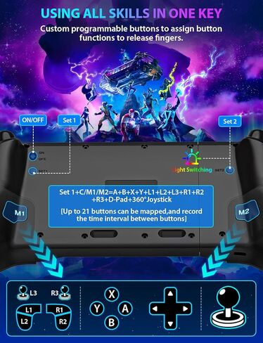 وحدة تحكم التبديل اللاسلكية Fasceote لجهاز Nintendo Switch/OLED/Switch 2، وحدات تحكم احترافية قابلة لإعادة الشحن مع 15 لونًا خفيفًا، تحكم محمول من قطعة واحدة قابل للسحب مع عصا التحكم بتأثير القاعة، توربو، اهتزاز مزدوج in Saudi Arabia
