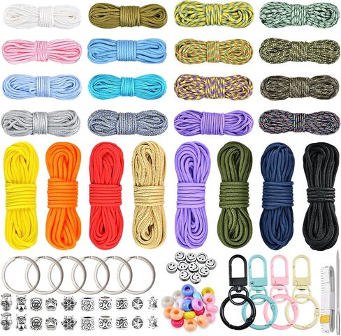 Paracord Bracelet Kit – 2mm & 3mm Parachute Combo Set, 20FT Rope Complete Accessories, 24 Colors Multifunction Ropes Making lanyards,Dog Collar,Bracelet (24 Colors A) in Saudi Arabia