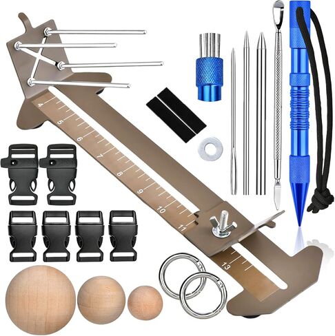 Paracord Jig Kit Bracelet Maker - Adjustable Braiding Tool Set 4" to 13", Complete DIY Craft Set with Marlin Spike Kit for Bracelets, Leashes, Keychains (Khaki) in Saudi Arabia