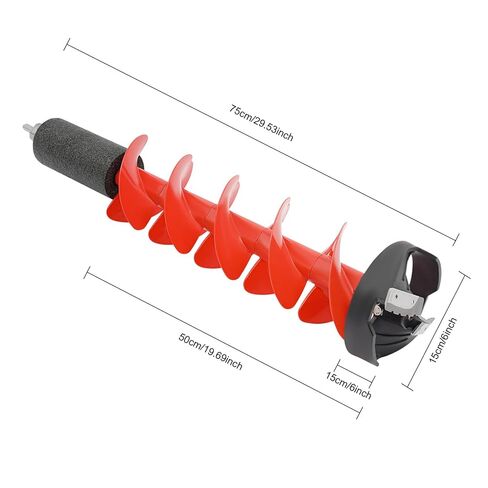29.5" x 6" Ice Drill Auger, Auger Drill Bit for Ice Fishing with Blade Protective Cover Nylon Blade Leaves, Red in Saudi Arabia