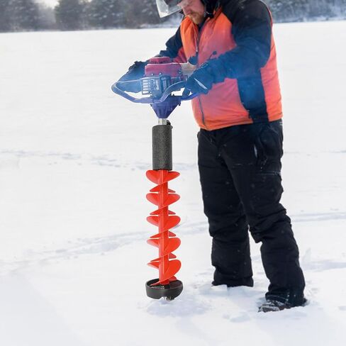 29.5" x 6" Ice Drill Auger, Auger Drill Bit for Ice Fishing with Blade Protective Cover Nylon Blade Leaves, Red in Saudi Arabia