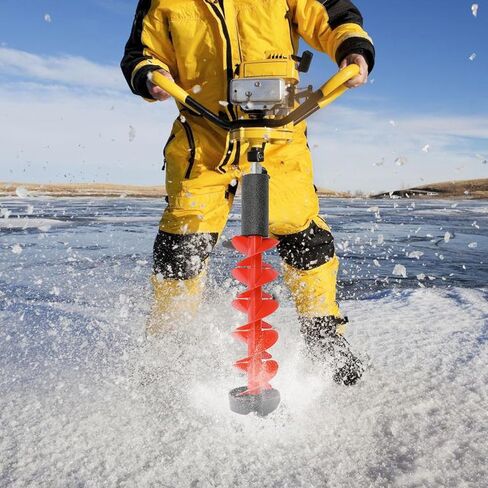 29.5" x 6" Ice Drill Auger, Auger Drill Bit for Ice Fishing with Blade Protective Cover Nylon Blade Leaves, Red in Saudi Arabia