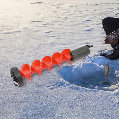 29.5" x 6" Ice Drill Auger, Auger Drill Bit for Ice Fishing with Blade Protective Cover Nylon Blade Leaves, Red in Saudi Arabia