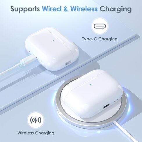 حافظة شحن بديلة متوافقة مع AirPods Pro 3 Generation، حافظة شاحن لاسلكي بقدرة 450 مللي أمبير في الساعة مع زر مزامنة بلوتوث، شحن سريع لمدة 15 دقيقة، USB-C وشحن لاسلكي، بدون سماعات أذن in Kuwait