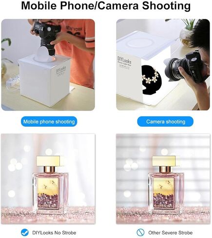 لوحة LED حلقة 23 سم قابلة للطي وإضاءة محمولة لإضاءة الصور في استوديو التصوير مع 6 خلفيات ألوان (أسود، أبيض، أصفر، أحمر، أخضر، أزرق)، مقاس قابل للطي: 24 سم × 23 سم × 23 سم in Kuwait