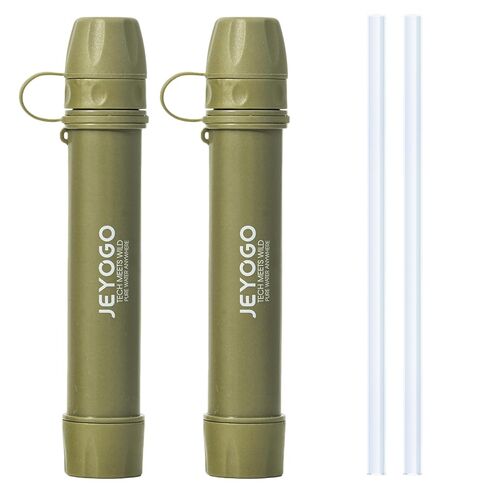 Survival Water Filter Straw - Portable Personal Water Purifier for Hiking, Camping & Bug Out Bag | Tactical Emergency Preparedness Gear, Wilderness Backpacking & Life Saving Equipment(1, Green) in Saudi Arabia