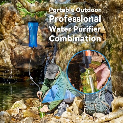 Portable Water Filter Straw, 0.01 Micron Outdoor Filtration, 4000L Long Lifespan, Lightweight Personal Water Filter for Camping, Hiking, Backpacking & Emergency Use (Orange) in Saudi Arabia