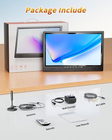 NORTHING 17.2" 1080P 12 Volt Portable TV with 7000mAH Built-in Power, Antenna/USB/HDMI/AV, Powered Portable TV for Camping Caravan Kitchen Power Outage, Sleep Timer in Saudi Arabia
