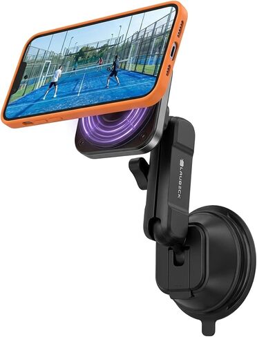 Padel Phone Holder for Glass Courts | Compatible with MagSafe Magnetic Mount with Heavy-Duty Double Suction Cup & Aluminum Arm | 360° Adjustable Glass Phone Mount for Padel Recording Accessories in Saudi Arabia