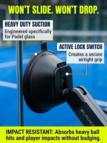 Padel Phone Holder for Glass Courts | Compatible with MagSafe Magnetic Mount with Heavy-Duty Double Suction Cup & Aluminum Arm | 360° Adjustable Glass Phone Mount for Padel Recording Accessories in Saudi Arabia