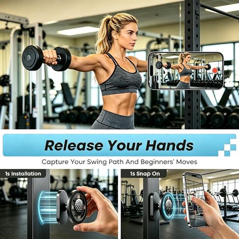 Dual Magnetic Phone Holder for Gym, MagSafe Fitness Mount for iPhone 12-17, Magnet Workout Phone Mount for Squat Rack Treadmill Peloton, Gym Accessories for Men Women, Aluminum Alloy 360° Rotation in Saudi Arabia
