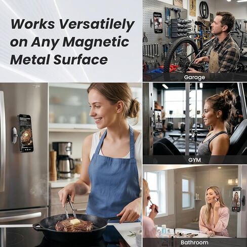 Dual Magnetic Phone Holder for Gym, MagSafe Fitness Mount for iPhone 12-17, Magnet Workout Phone Mount for Squat Rack Treadmill Peloton, Gym Accessories for Men Women, Aluminum Alloy 360° Rotation in Saudi Arabia