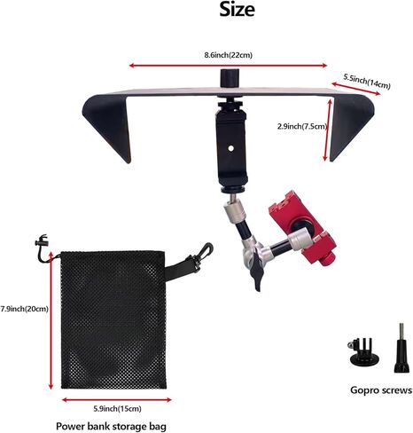حامل حامل سياج للهاتف الخلوي مع ظل، طقم تركيب مغير الألعاب متوافق مع iPhone، GoPro، Mevo Start and Action Camera، طقم بث Gamechanger لتسجيل ألعاب البيسبول والهوكي والتنس in Kuwait