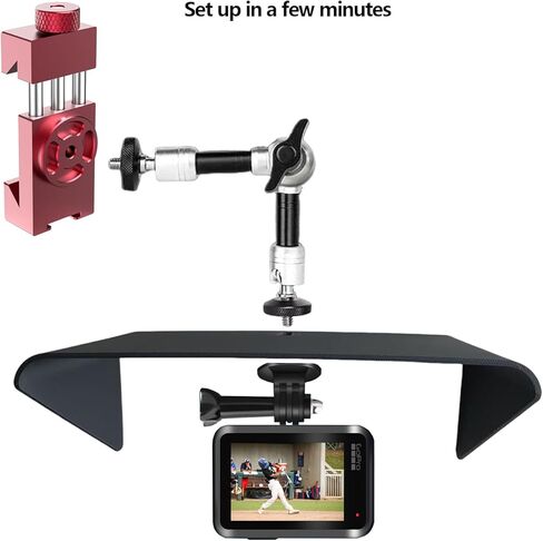حامل حامل سياج للهاتف الخلوي مع ظل، طقم تركيب مغير الألعاب متوافق مع iPhone، GoPro، Mevo Start and Action Camera، طقم بث Gamechanger لتسجيل ألعاب البيسبول والهوكي والتنس in Kuwait