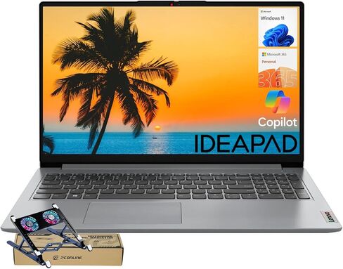 Lenovo IdeaPad FHD Business Laptop | Microsoft Office 365 | 15.6" FHD Anti-Glare Display | 128GB Storage | Intel 4-core CPU | Type-C | Copilot AI | HDMI | 10HR Battery | Windows 11 w/Cooler in Saudi Arabia