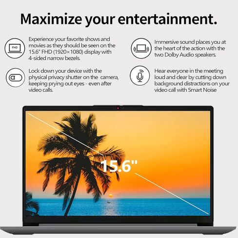 Lenovo IdeaPad FHD Business Laptop | Microsoft Office 365 | 15.6" FHD Anti-Glare Display | 128GB Storage | Intel 4-core CPU | Type-C | Copilot AI | HDMI | 10HR Battery | Windows 11 w/Cooler in Saudi Arabia