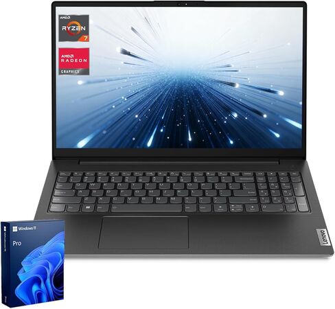 Lenovo Laptop V15 للأعمال والمنزل والطلاب، شاشة 15.6 بوصة FHD مضادة للوهج، AMD Ryzen 7 7730U، ذاكرة الوصول العشوائي 16 جيجابايت، 512 جيجابايت SSD، HDMI، النوع C، لوحة مفاتيح رقمية، كاميرا ويب مع مصراع، Wi-Fi 6، Win 11 Pro مع مساعد الذكاء الاصطناعي، أسود in Kuwait