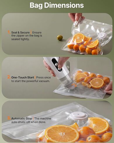 FEPPO Compact Vacuum Sealer للأغذية (آلة تفريغ الهواء + 3 حاويات + 10 أكياس قابلة لإعادة الاستخدام)، سدادة طعام محمولة قوية مضادة للتدفق الزائد، أوضاع تلقائية ويدوية، قفل للسفر، سهل التنظيف in Kuwait