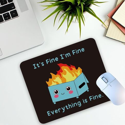 1 Pcs Funny Raccoon Dumpster Fire Non-Slip Rubber Mouse Pad Gifts for Friend Manager HR Coworker Home Office Desk Laptop Desktop Computer in Saudi Arabia