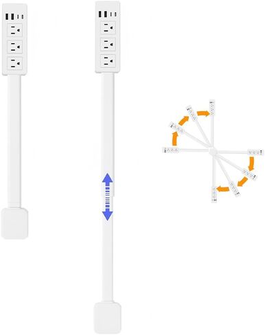 Electrical Outlet Extender Features USB-A, USB-C, and 2 Ac Outlets, Multi Outlet Wall Plug Extends 22-34, 180° Swivel, Outlet Extension for Behind Couches Nightstands (1pc) (B) in Saudi Arabia