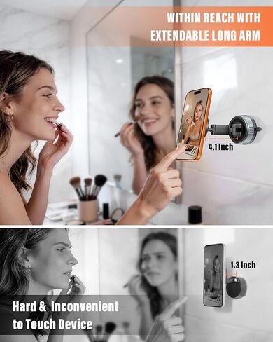 A2C Shower Phone Holder for MagSafe, Reusable Gel-Lock Suction Cup Phone Mount with 3-Inch Dual Pivot Adjustable Arm, Mothers Gifts Phone Holder for Shower & Bathroom for iPhone 12-17 & All Phones in Saudi Arabia
