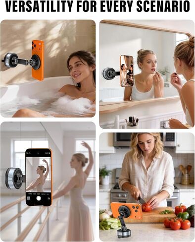 A2C Shower Phone Holder for MagSafe, Reusable Gel-Lock Suction Cup Phone Mount with 3-Inch Dual Pivot Adjustable Arm, Mothers Gifts Phone Holder for Shower & Bathroom for iPhone 12-17 & All Phones in Saudi Arabia