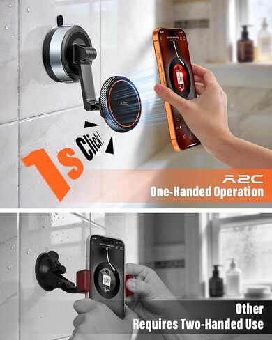 A2C Shower Phone Holder for MagSafe, Reusable Gel-Lock Suction Cup Phone Mount with 3-Inch Dual Pivot Adjustable Arm, Mothers Gifts Phone Holder for Shower & Bathroom for iPhone 12-17 & All Phones in Saudi Arabia