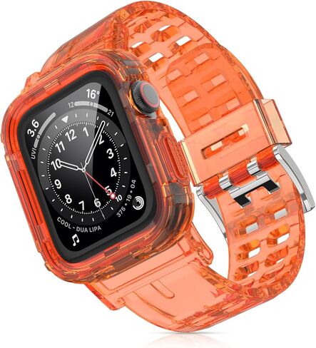 iMangoo for Apple Watch Bands with Bumper 45mm 44mm 42mm 41mm 40mm 38mm Clear Jelly Sport Cover Strap Band Sweatproof Scratch Resistant Rugged Men Women for iWatch Series 11 10 9 8 7 6 5 4 3 2 1 SE in Saudi Arabia
