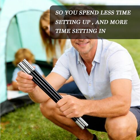 Fiberglass Tent Poles Replacement - 2 x 8.69Ft Pre-Assembled Adjustable Portable Tent Poles with a Diameter of 8MM for Hiking & Awning CampingTent Trap Repair & Outdoor Shelter Support (Black 104 in) in Saudi Arabia
