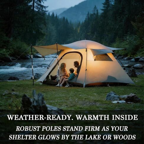 Fiberglass Tent Poles Replacement - 2 x 8.69Ft Pre-Assembled Adjustable Portable Tent Poles with a Diameter of 8MM for Hiking & Awning CampingTent Trap Repair & Outdoor Shelter Support (Black 104 in) in Saudi Arabia