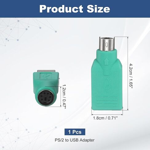4 قطع محول USB إلى PS/2، محول محول USB بلاستيكي أنثى إلى PS/2 ذكر للماوس السلكي/لوحة المفاتيح/ملحقات أجهزة الكمبيوتر، أخضر in Saudi Arabia