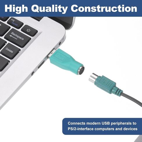 4 قطع محول USB إلى PS/2، محول محول USB بلاستيكي أنثى إلى PS/2 ذكر للماوس السلكي/لوحة المفاتيح/ملحقات أجهزة الكمبيوتر، أخضر in Saudi Arabia