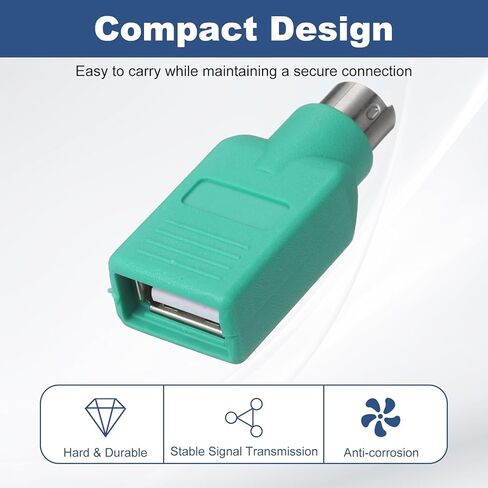 4 قطع محول USB إلى PS/2، محول محول USB بلاستيكي أنثى إلى PS/2 ذكر للماوس السلكي/لوحة المفاتيح/ملحقات أجهزة الكمبيوتر، أخضر in Saudi Arabia
