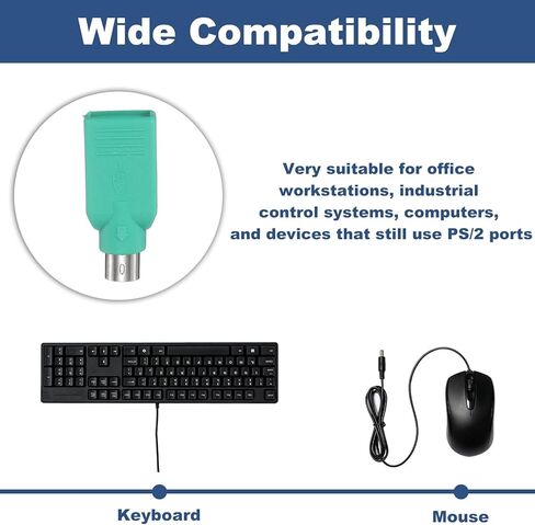 4 قطع محول USB إلى PS/2، محول محول USB بلاستيكي أنثى إلى PS/2 ذكر للماوس السلكي/لوحة المفاتيح/ملحقات أجهزة الكمبيوتر، أخضر in Saudi Arabia