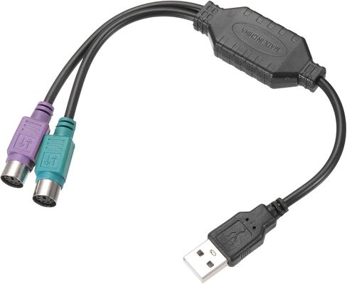 USB to Dual PS/2 Adapter Cable 6P 1FT PS/2 Female to USB 2.0 Male Converter Built-in Chip Connector Adapter for PC Keyboard and Mouse,Black in Saudi Arabia