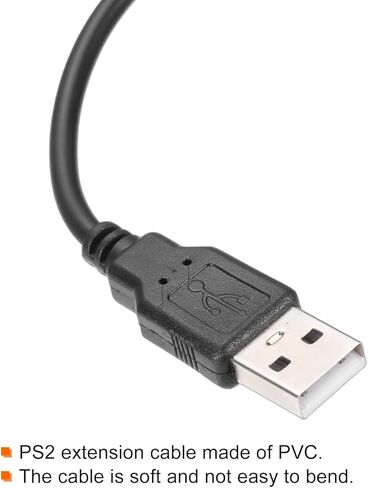 USB to Dual PS/2 Adapter Cable 6P 1FT PS/2 Female to USB 2.0 Male Converter Built-in Chip Connector Adapter for PC Keyboard and Mouse,Black in Saudi Arabia