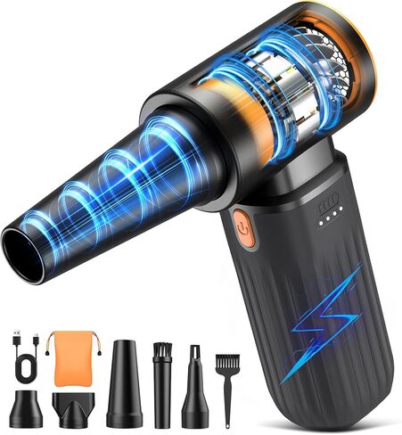 Compressed Air Duster, 260000RPM Cordless Electric Air Blower with Brushless Motor, 3-Speed Adjustable & Rechargeable – Powerful Dust Cleaner for Keyboard, Computer, Car, Outdoor, Air Bed in Saudi Arabia