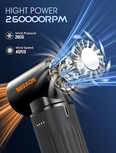 Compressed Air Duster, 260000RPM Cordless Electric Air Blower with Brushless Motor, 3-Speed Adjustable & Rechargeable – Powerful Dust Cleaner for Keyboard, Computer, Car, Outdoor, Air Bed in Saudi Arabia