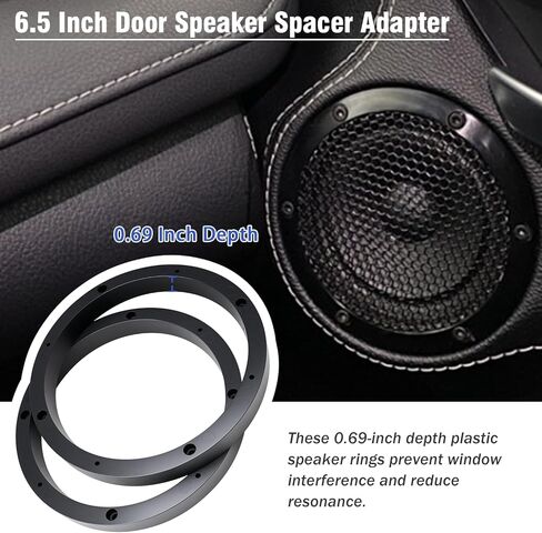 6.5 Speaker Spacer,Round Solid Car Door Speaker Rings,Universal 6 1/2 Vehicle Speakers Ring Spacers 0.69'' Depth Black Horn Gasket Mount Bracket,Vibration Rattle Blocker Seal Kit in Saudi Arabia