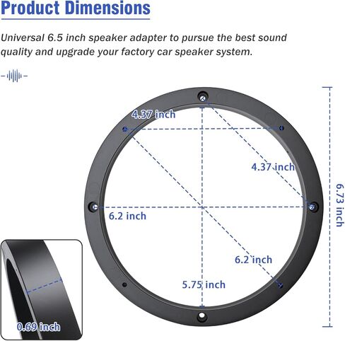 6.5 Speaker Spacer,Round Solid Car Door Speaker Rings,Universal 6 1/2 Vehicle Speakers Ring Spacers 0.69'' Depth Black Horn Gasket Mount Bracket,Vibration Rattle Blocker Seal Kit in Saudi Arabia