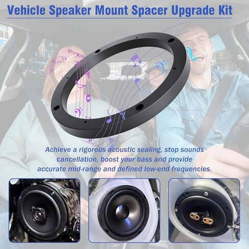 6.5 Speaker Spacer,Round Solid Car Door Speaker Rings,Universal 6 1/2 Vehicle Speakers Ring Spacers 0.69'' Depth Black Horn Gasket Mount Bracket,Vibration Rattle Blocker Seal Kit in Saudi Arabia