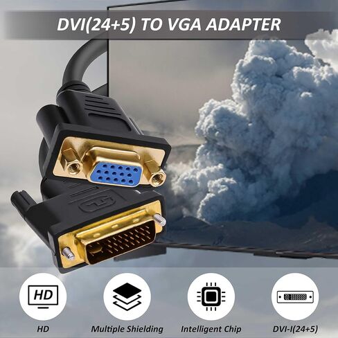 DVI إلى VGA مهائي كابلات DVI-I 24 + 5 دبوس ذكر إلى VGA أنثى محول موصل الحبل للكمبيوتر HDTV رصد العارض 30 سنتيمتر-2 قطعة in Kuwait