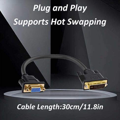 DVI إلى VGA مهائي كابلات DVI-I 24 + 5 دبوس ذكر إلى VGA أنثى محول موصل الحبل للكمبيوتر HDTV رصد العارض 30 سنتيمتر-2 قطعة in Kuwait